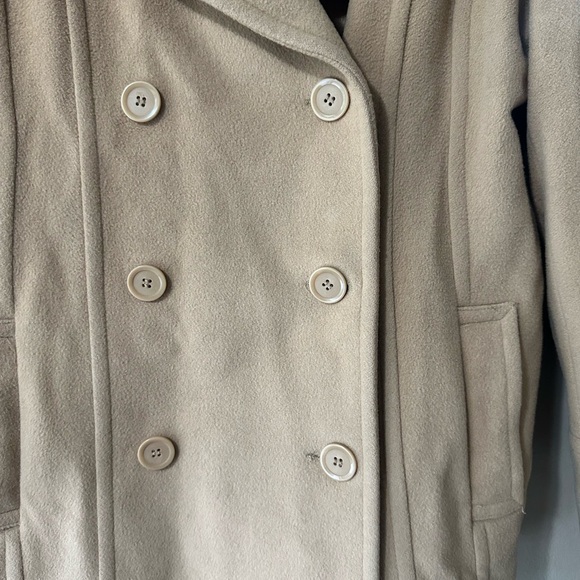 Anne Klein Camel Peacoat with Double Breasted Button Closure and Double Pockets - Picture 3 of 7
